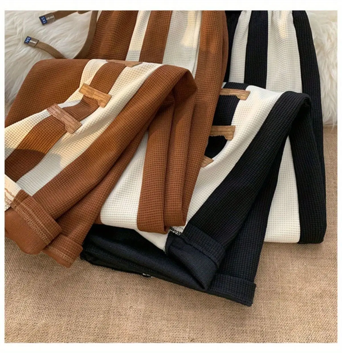 Men's Striped Pants High Street Vibe Casual Brown White — feature 17