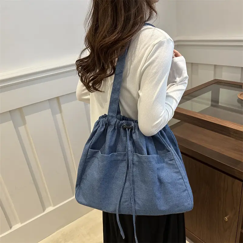Large Capacity Denim Shoulder Bag for Women - Image 6