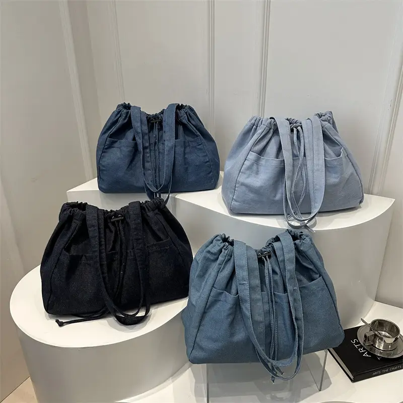 Large Capacity Denim Shoulder Bag for Women - Image 8