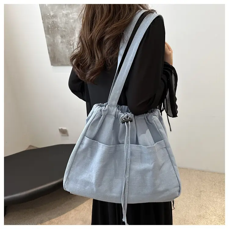 Large Capacity Denim Shoulder Bag for Women — feature 17