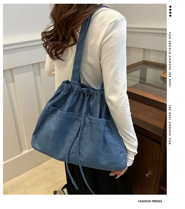 Large Capacity Denim Shoulder Bag for Women — feature 2