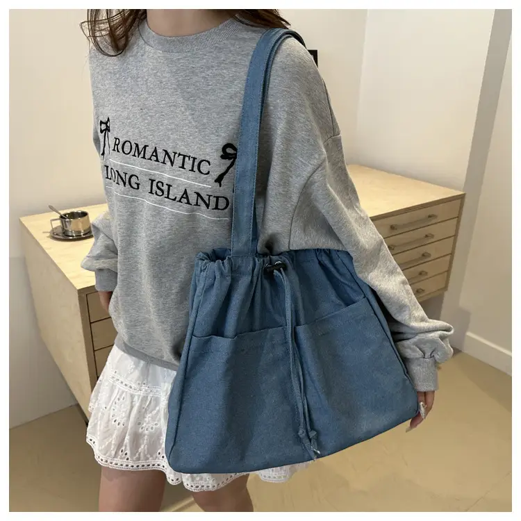 Large Capacity Denim Shoulder Bag for Women — feature 26