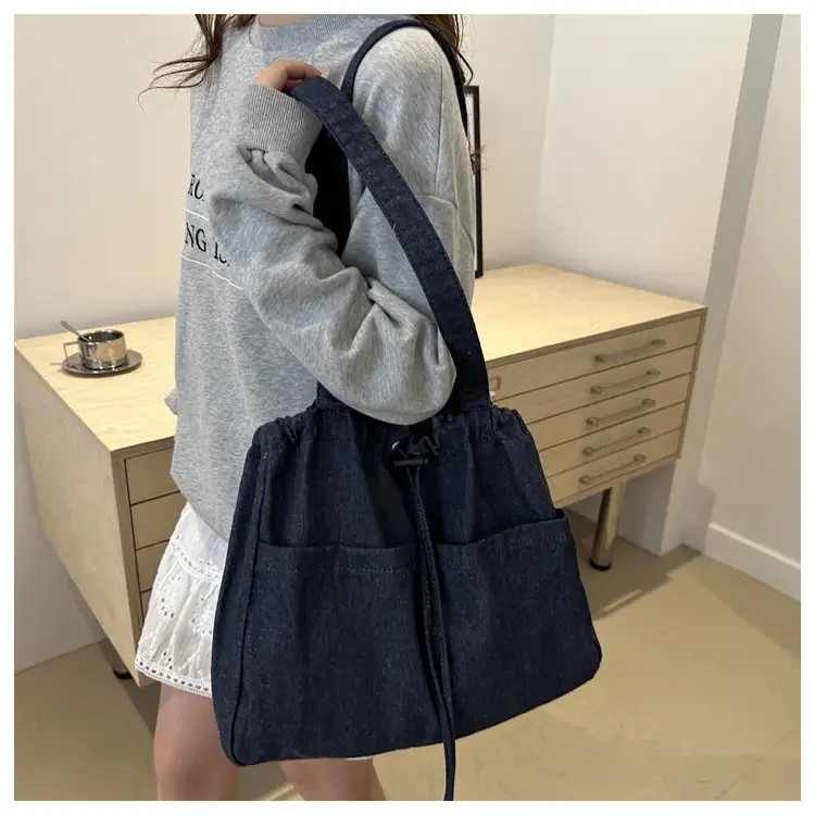 Large Capacity Denim Shoulder Bag for Women — feature 29