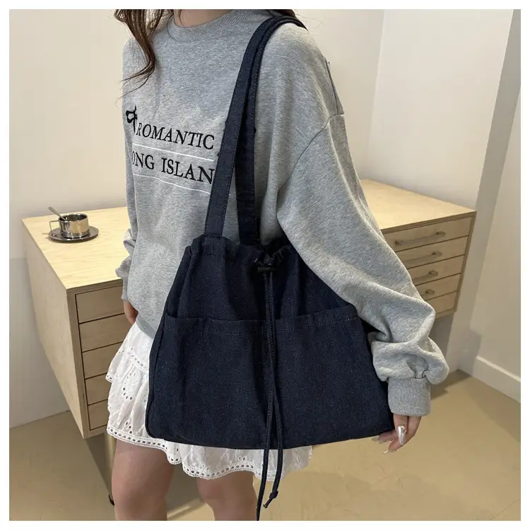 Large Capacity Denim Shoulder Bag for Women — feature 30