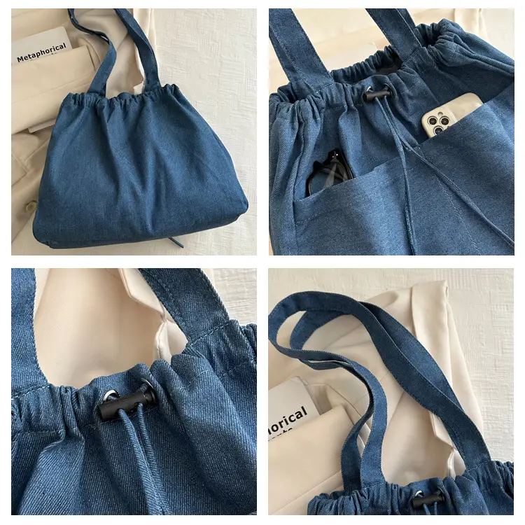 Large Capacity Denim Shoulder Bag for Women — feature 8
