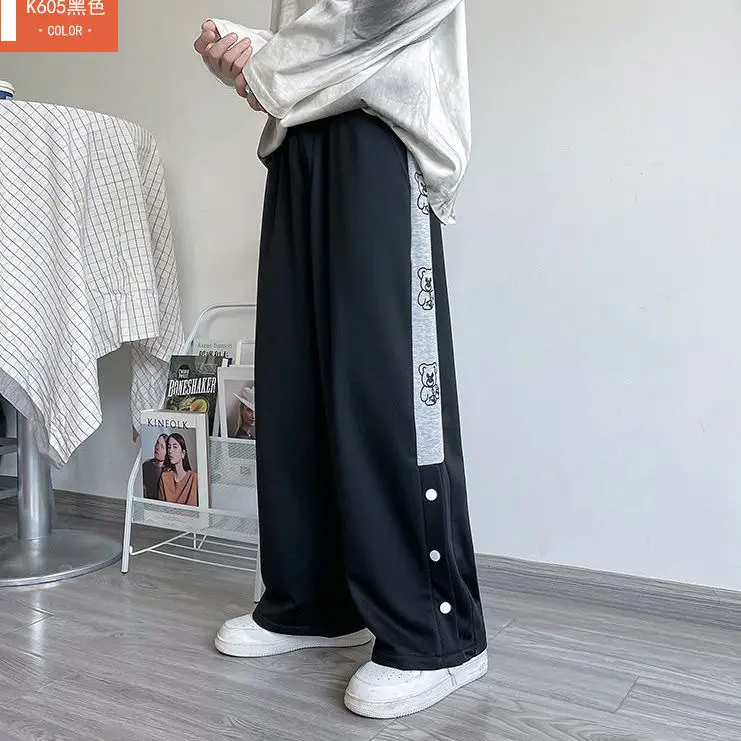 Women White Loose Button Sports Pants - Image 3