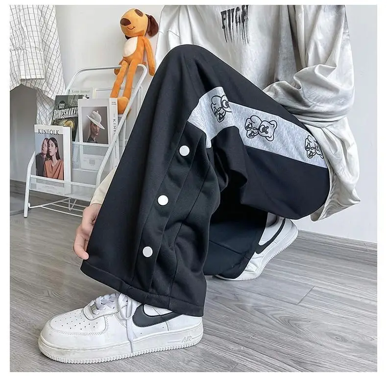 Women White Loose Button Sports Pants — feature 11