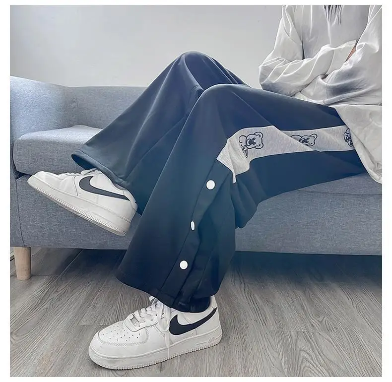 Women White Loose Button Sports Pants — feature 12