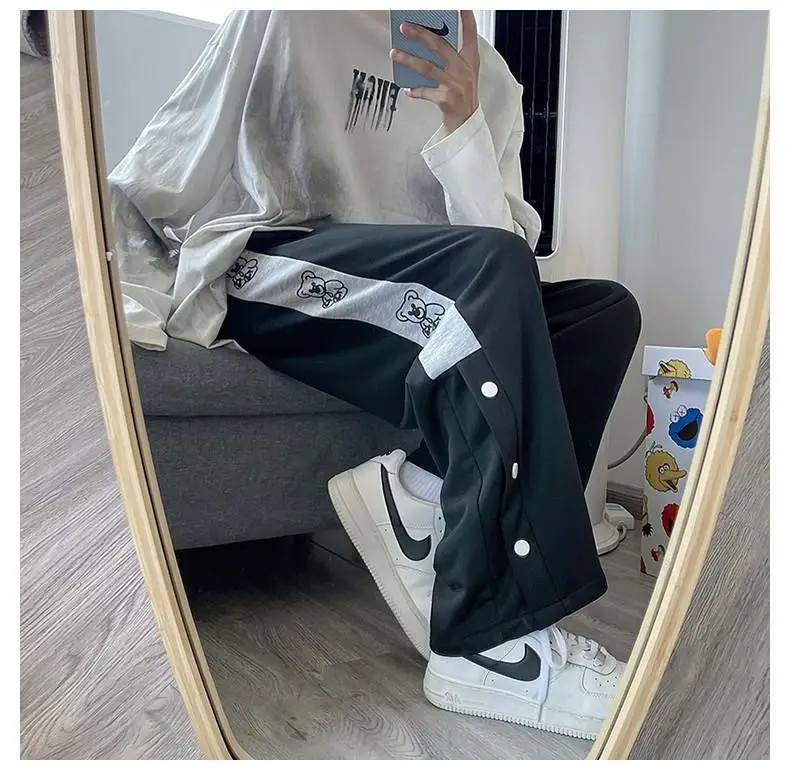 Women White Loose Button Sports Pants — feature 15