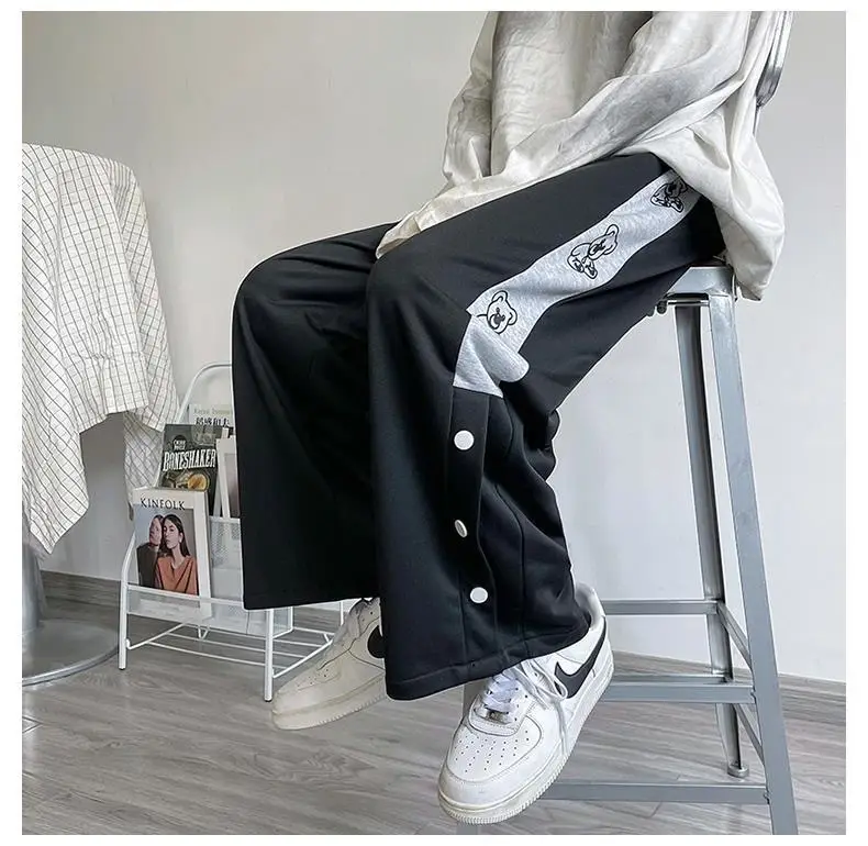 Women White Loose Button Sports Pants — feature 16