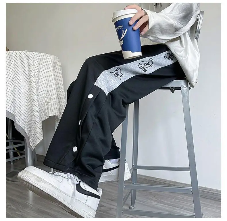 Women White Loose Button Sports Pants — feature 17