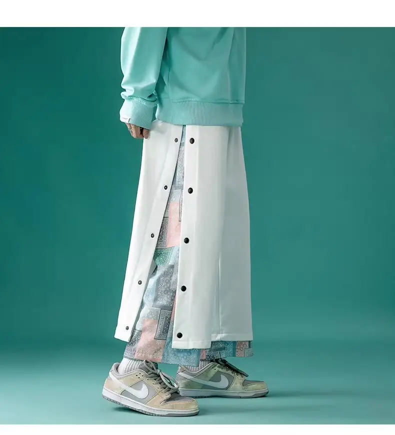 Men's Breasted Casual Pants All Size White Blue — feature 9