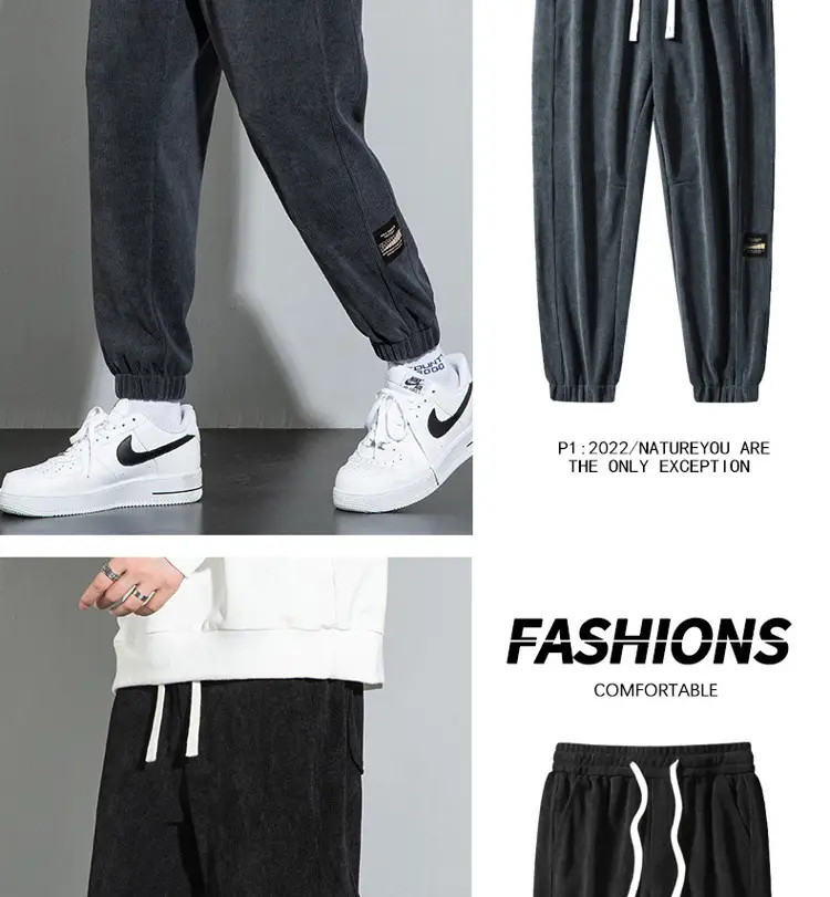 Men's Black Casual Sweatpants with Drawstring Waist — feature 14