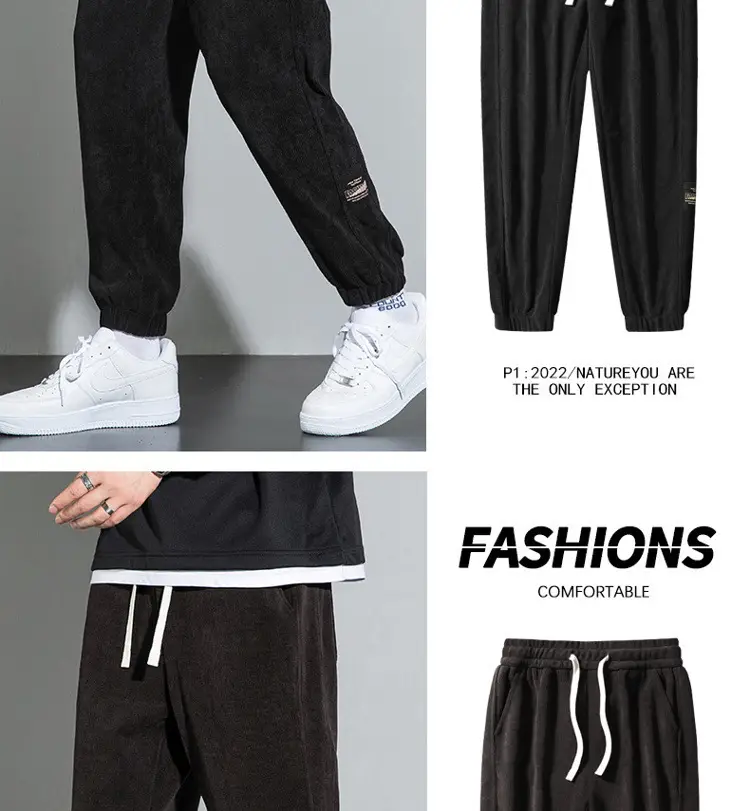 Men's Black Casual Sweatpants with Drawstring Waist — feature 15