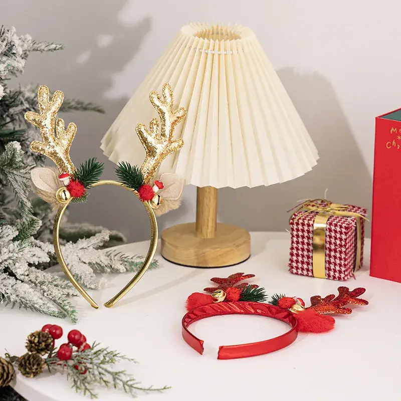 Christmas Antler Headbands Gold Red Flash Sequins Party - Image 4