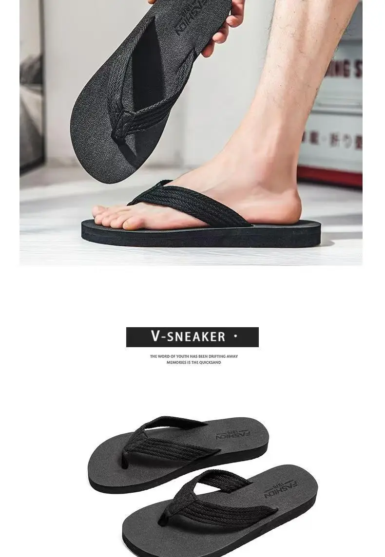 Slippers Men's Summer Non-slip Outdoor Sandals Distinctive Outdoor Sandals Korean-style Fashionable Soft-soled Beach Flip-flops — feature 2