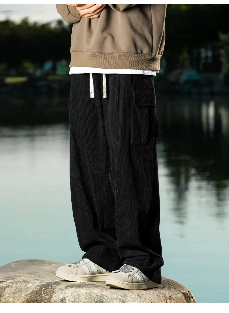 Brown Pleated Cargo Pants with Pockets Large — feature 13