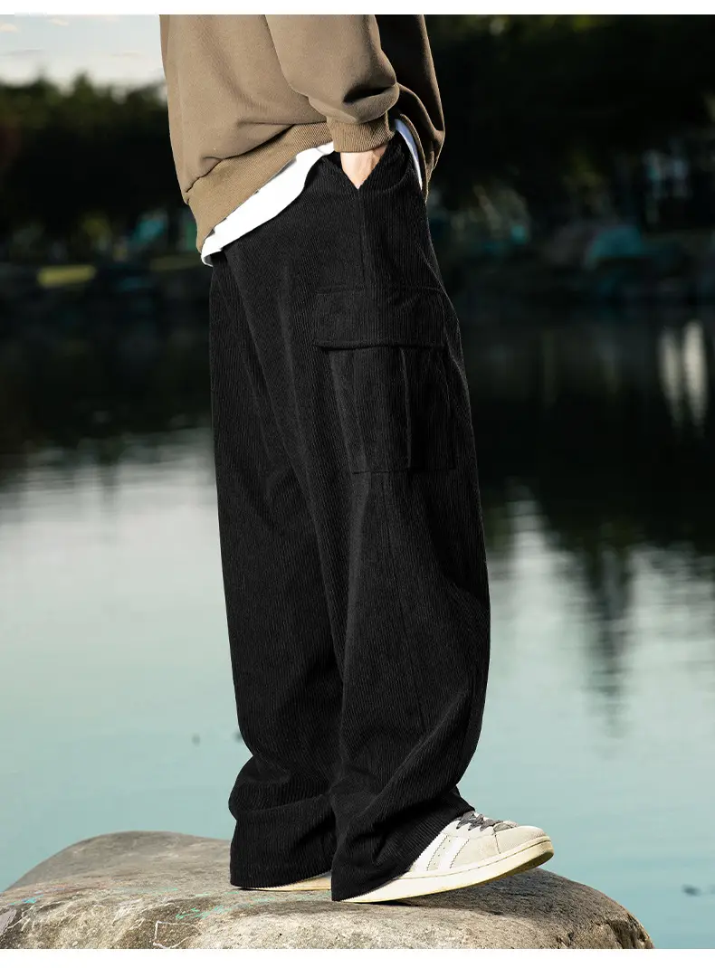 Brown Pleated Cargo Pants with Pockets Large — feature 14