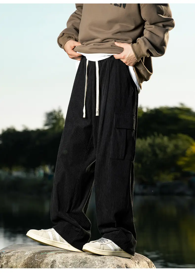Brown Pleated Cargo Pants with Pockets Large — feature 17