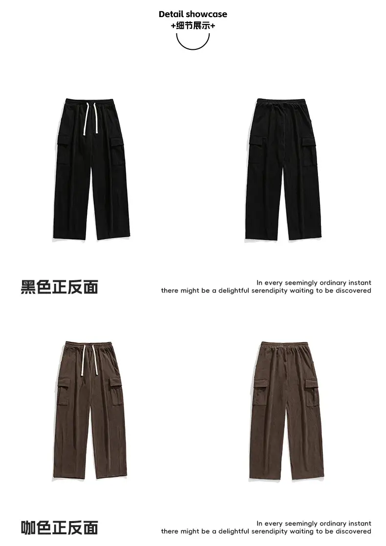 Brown Pleated Cargo Pants with Pockets Large — feature 19