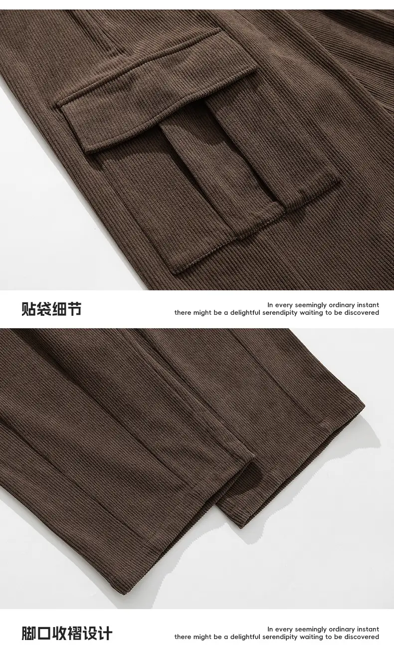 Brown Pleated Cargo Pants with Pockets Large — feature 21