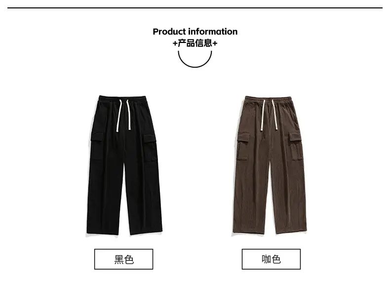 Brown Pleated Cargo Pants with Pockets Large — feature 4