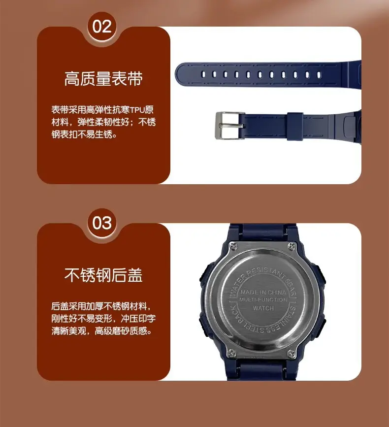 Xinjia Waterproof Digital Watch Black Large Screen — feature 7
