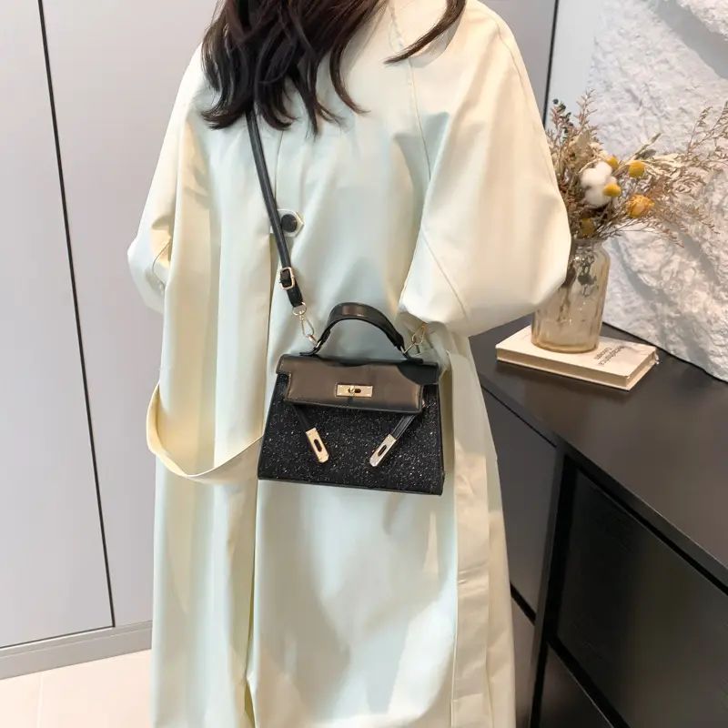 Women's Silver Sequin Shoulder Crossbody Bag Gold Embroidery - Image 7