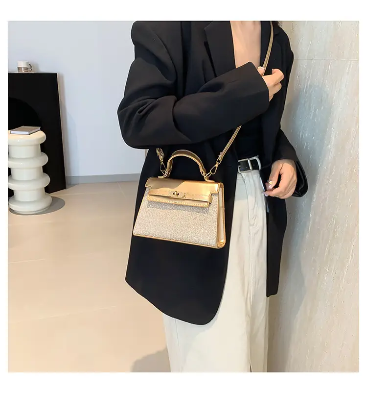 Women's Silver Sequin Shoulder Crossbody Bag Gold Embroidery — feature 15