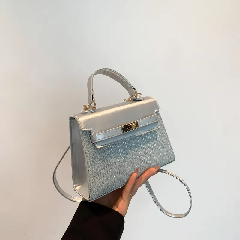 Women's Silver Sequin Shoulder Crossbody Bag Gold Embroidery - Image 4