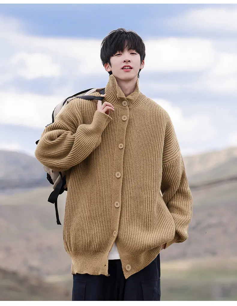 Black High-Neck Knit Cardigan Sweater for Women — feature 10