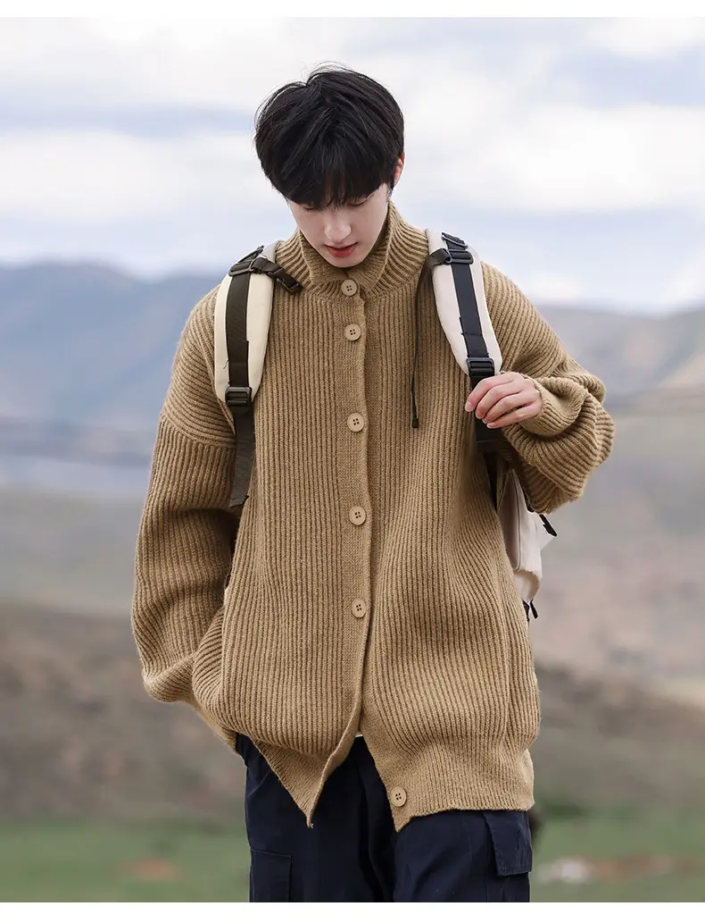 Black High-Neck Knit Cardigan Sweater for Women — feature 11