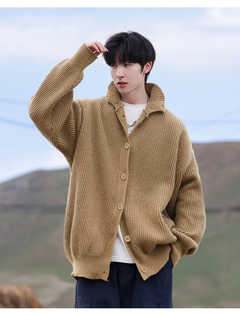Black High-Neck Knit Cardigan Sweater for Women — feature 13