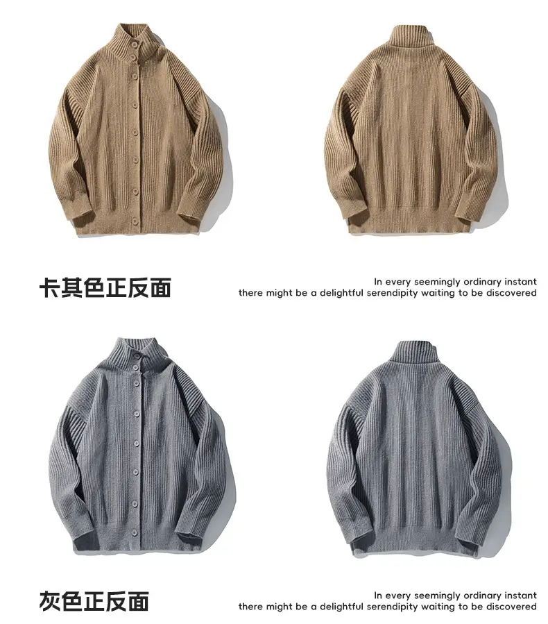 Black High-Neck Knit Cardigan Sweater for Women — feature 21