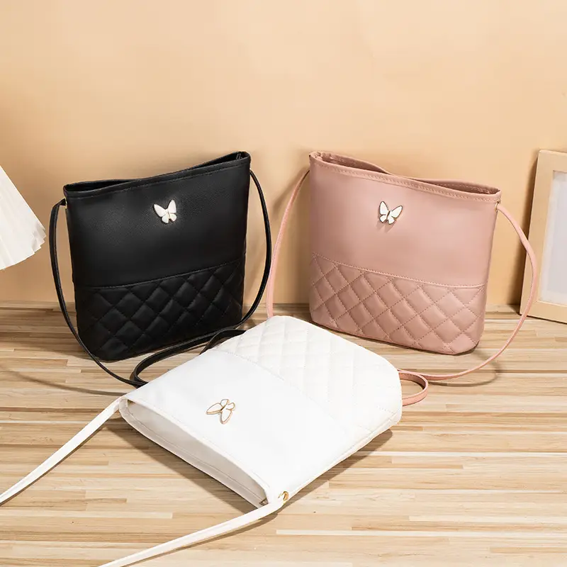 Pink Butterfly Rhombic Shoulder Bag for Women - Image 4