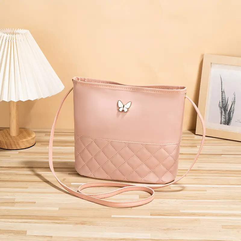 Pink Butterfly Rhombic Shoulder Bag for Women - Image 5