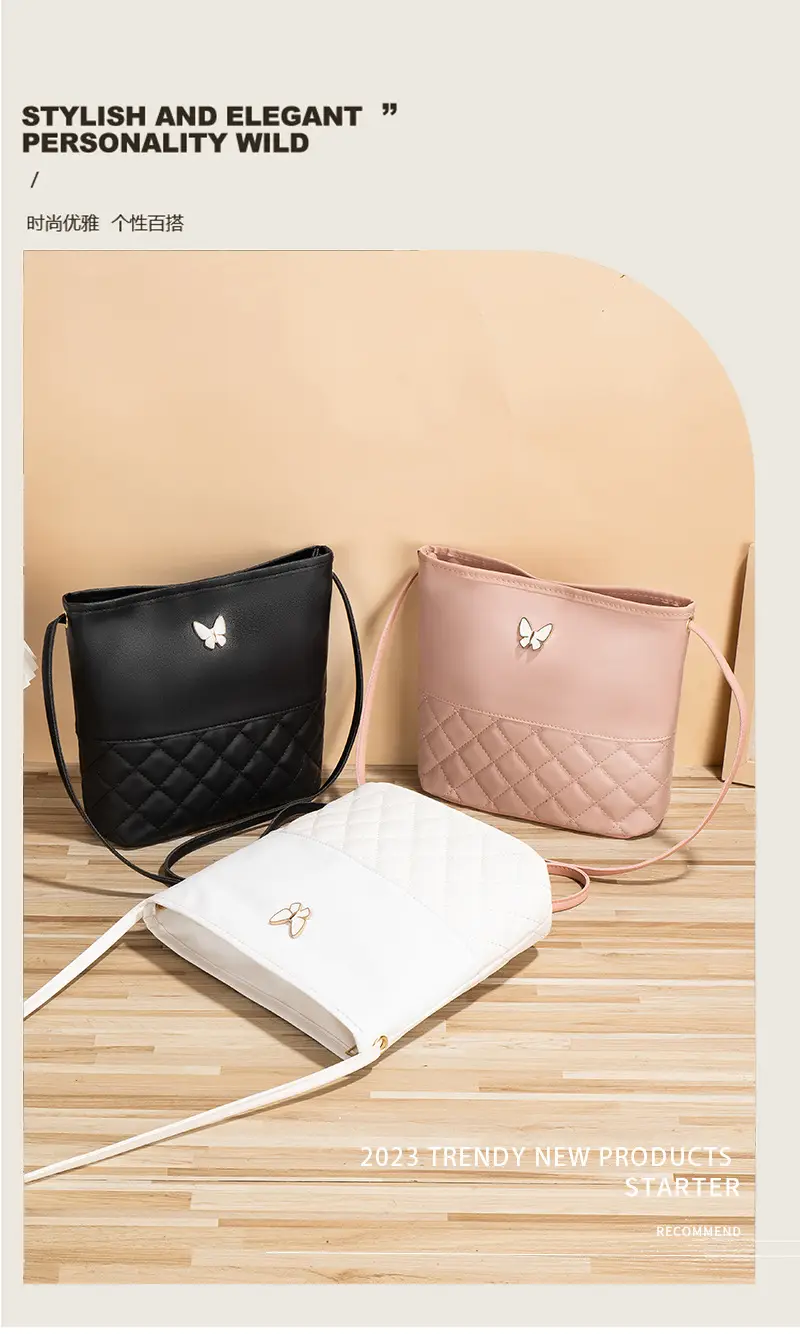Pink Butterfly Rhombic Shoulder Bag for Women — feature 1
