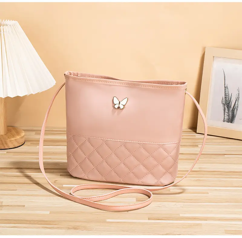 Pink Butterfly Rhombic Shoulder Bag for Women — feature 12