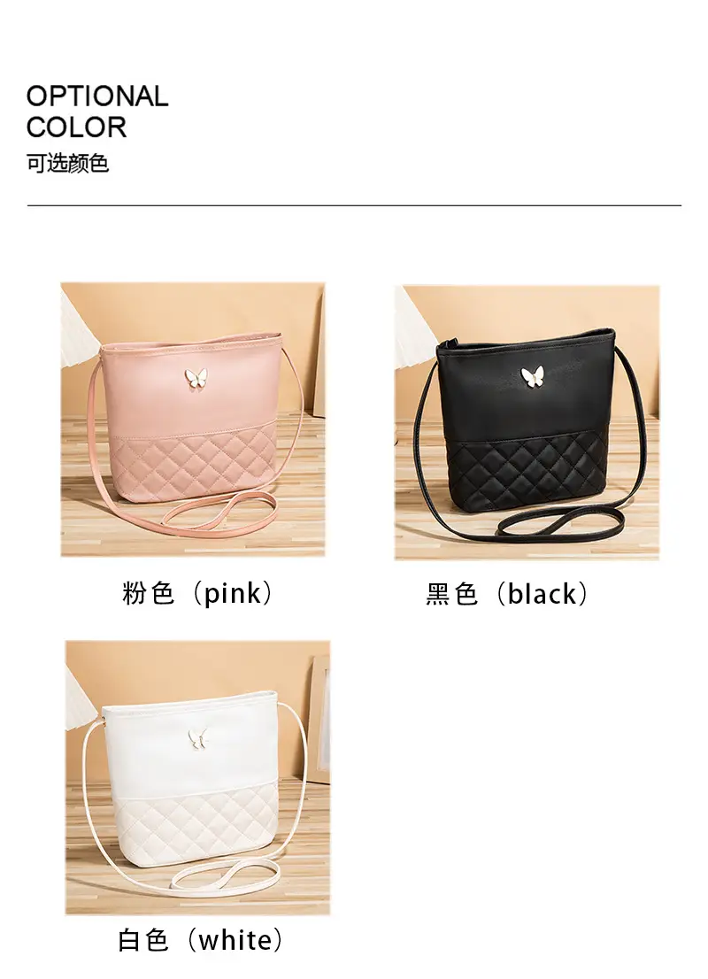 Pink Butterfly Rhombic Shoulder Bag for Women — feature 3