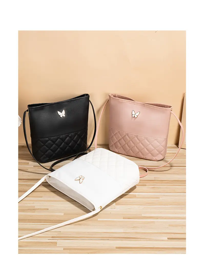 Pink Butterfly Rhombic Shoulder Bag for Women — feature 7