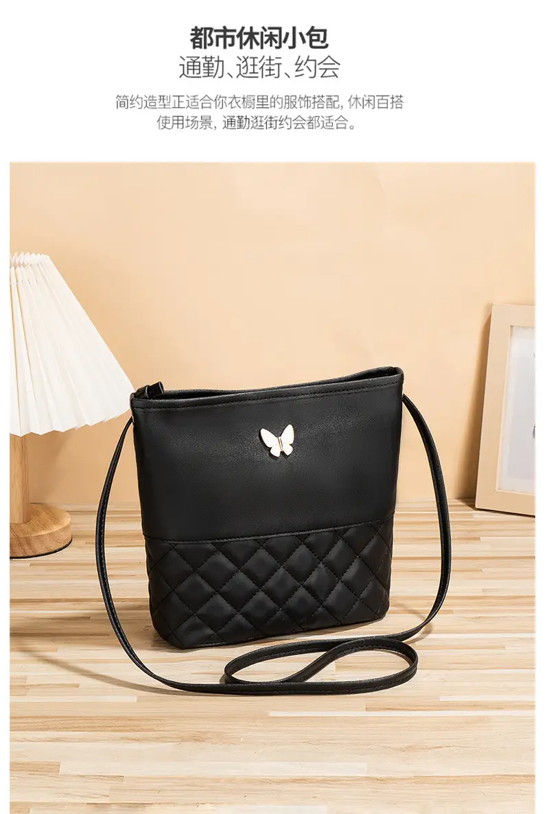 Pink Butterfly Rhombic Shoulder Bag for Women — feature 9