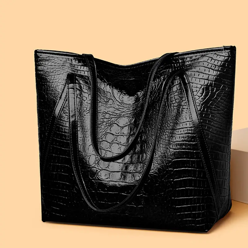 Maroon Croc Textured Tote Bag for Women