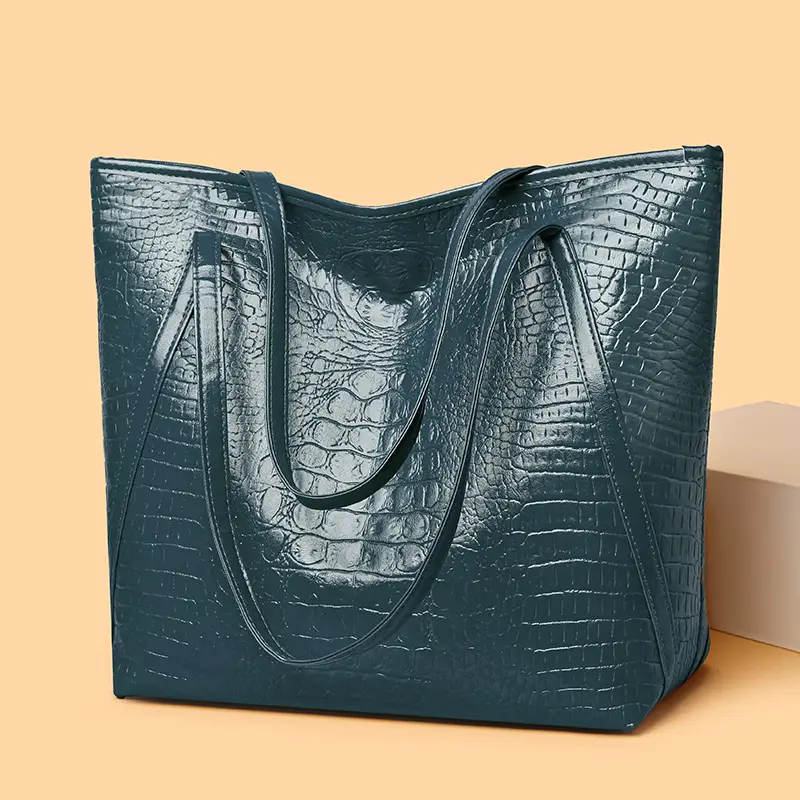 Maroon Croc Textured Tote Bag for Women