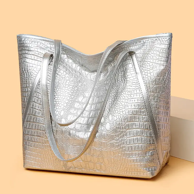 Maroon Croc Textured Tote Bag for Women