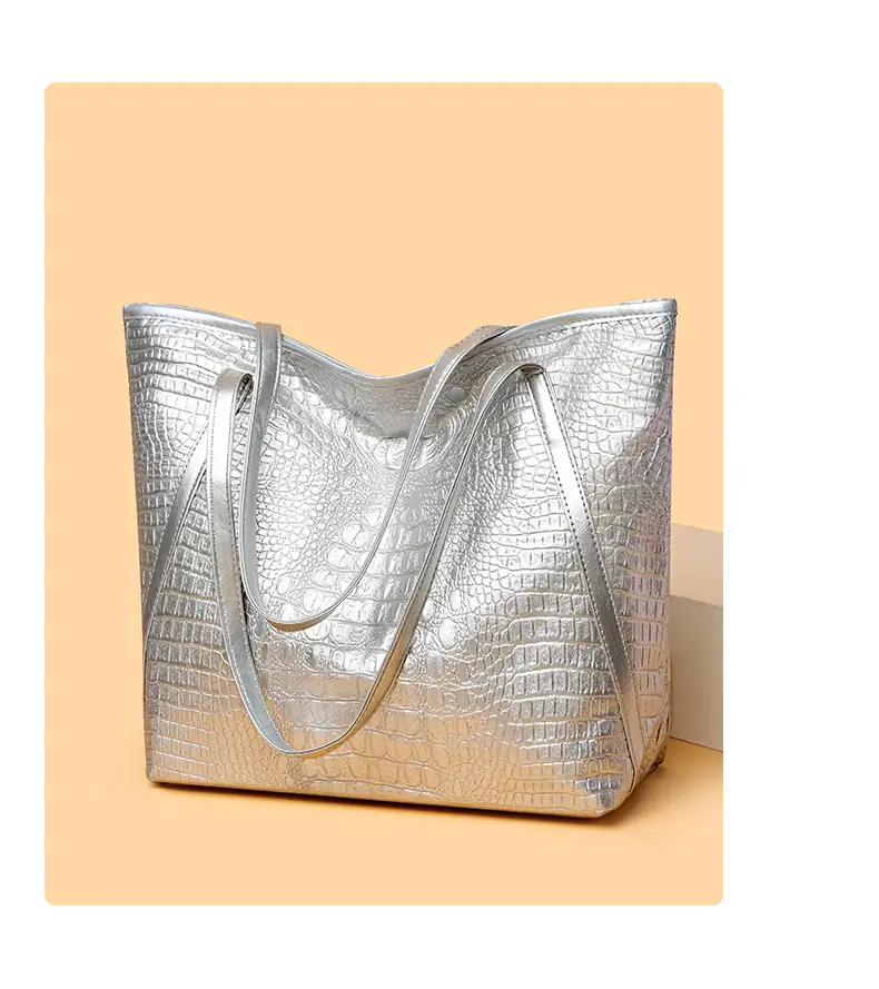 Maroon Croc Textured Tote Bag for Women — feature 11