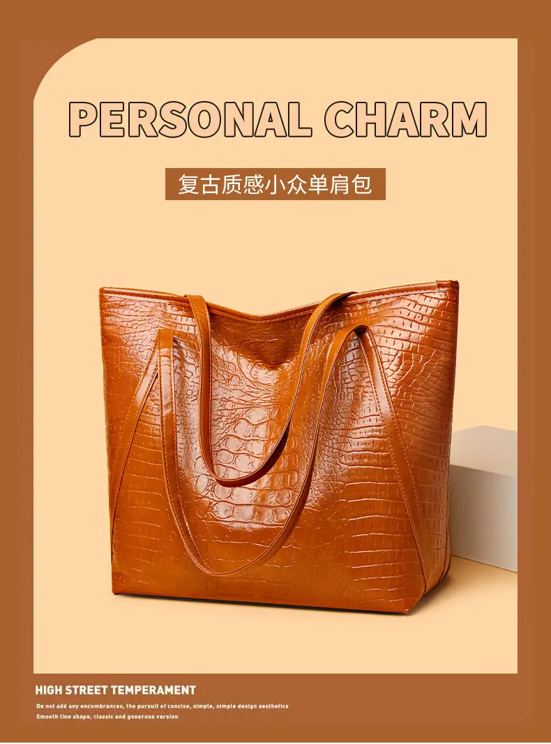 Maroon Croc Textured Tote Bag for Women — feature 2