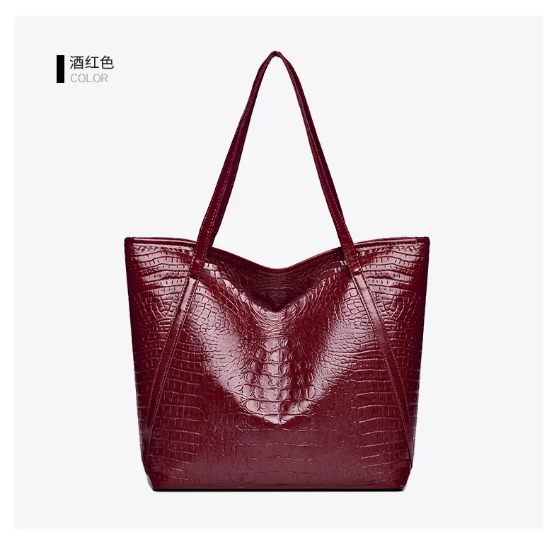 Maroon Croc Textured Tote Bag for Women — feature 23
