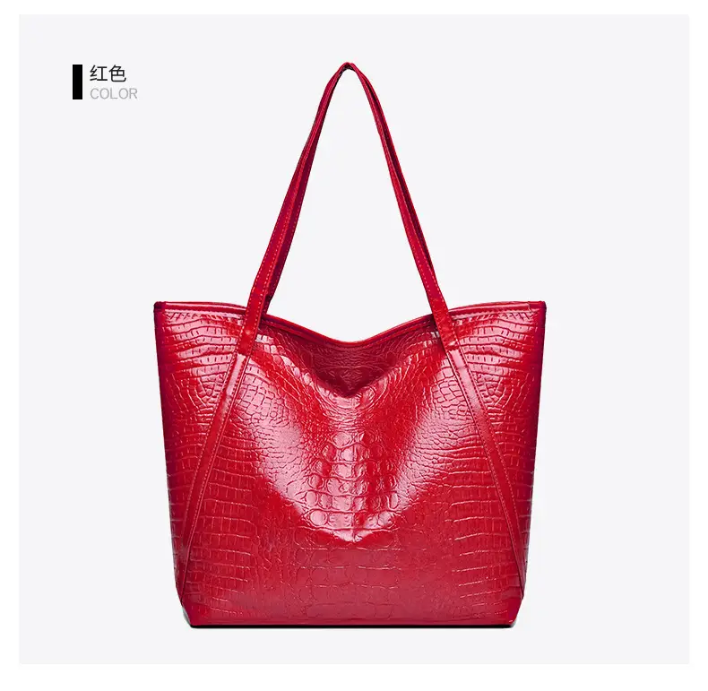 Maroon Croc Textured Tote Bag for Women — feature 26