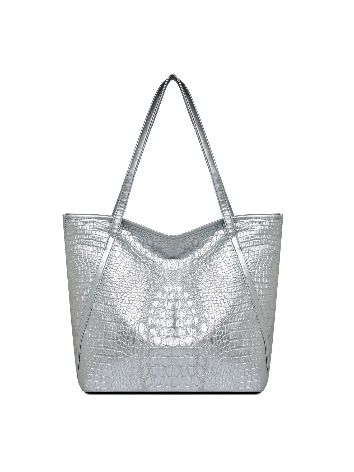 Maroon Croc Textured Tote Bag for Women