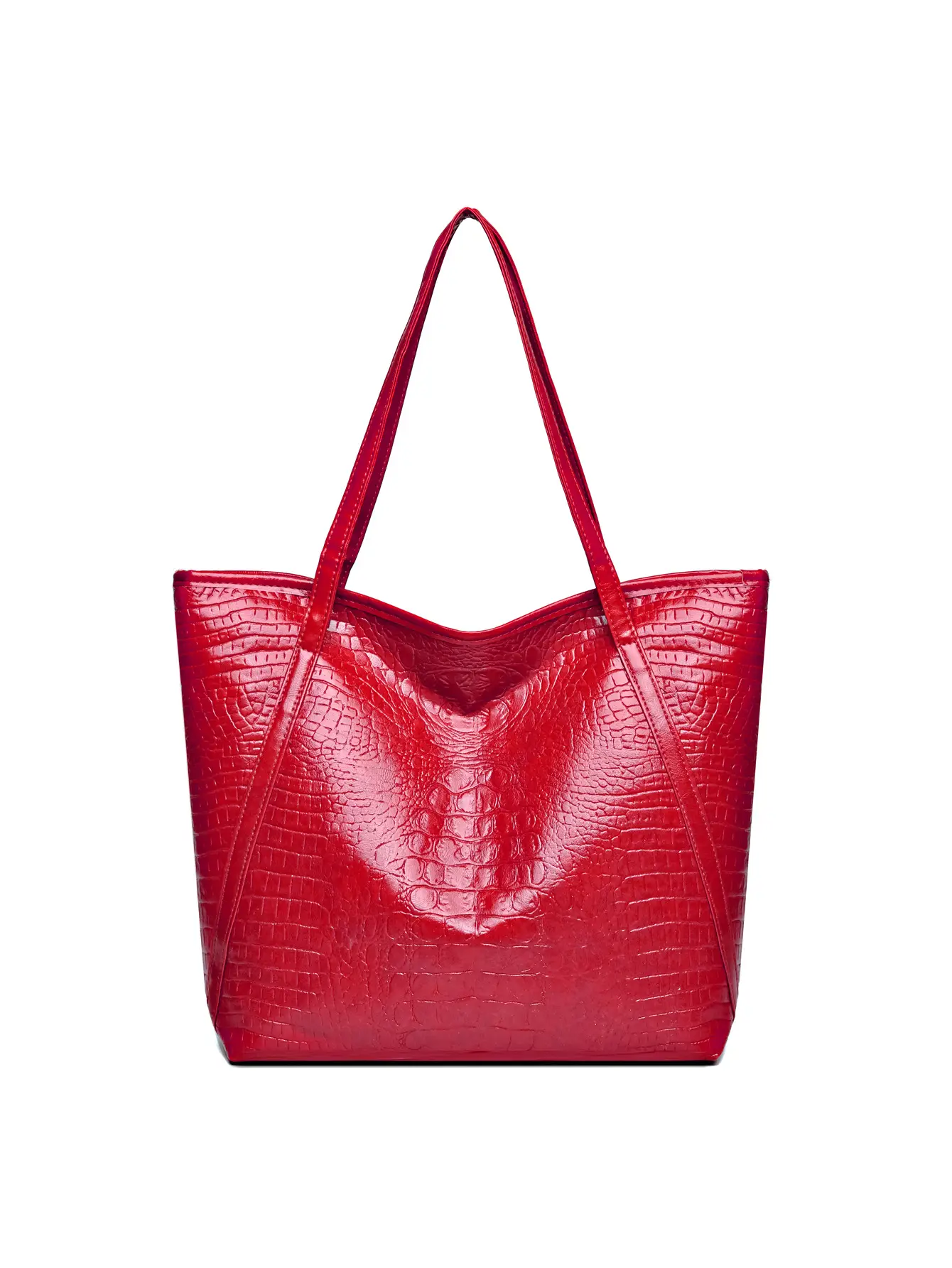 Maroon Croc Textured Tote Bag for Women
